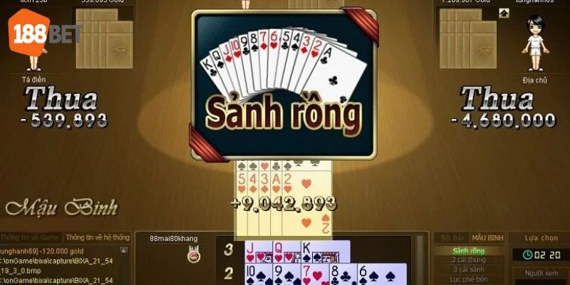 Người chơi cần sự khôn khéo nếu muốn bắt sảnh rồng trong game mậu binh.